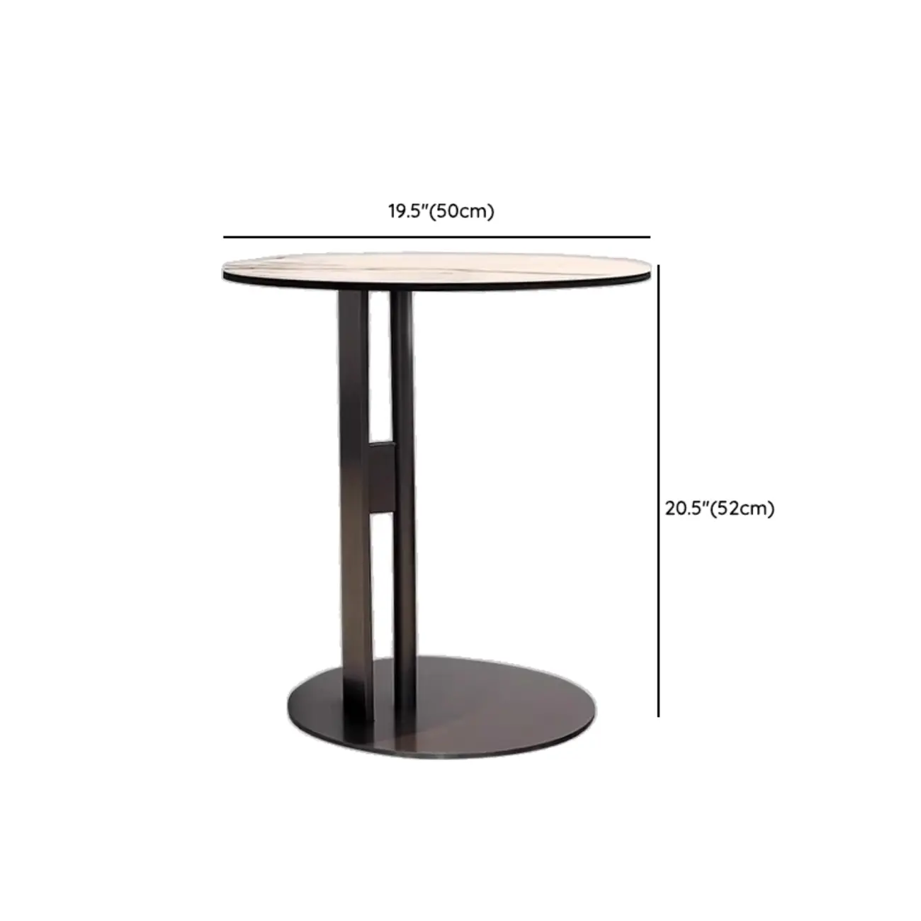 Glam Wood Black Round Table with Abstract Tripod Base #size | homeyfad