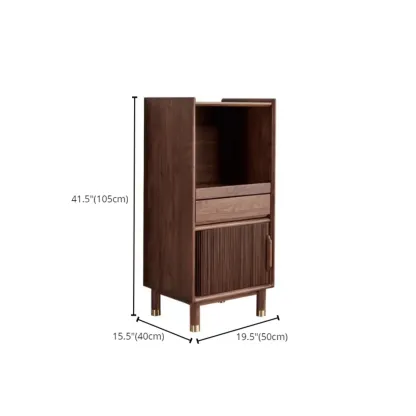 Modern Brown Wood Glass Door Adjustable Shelf Storage Cabinet Image - 13