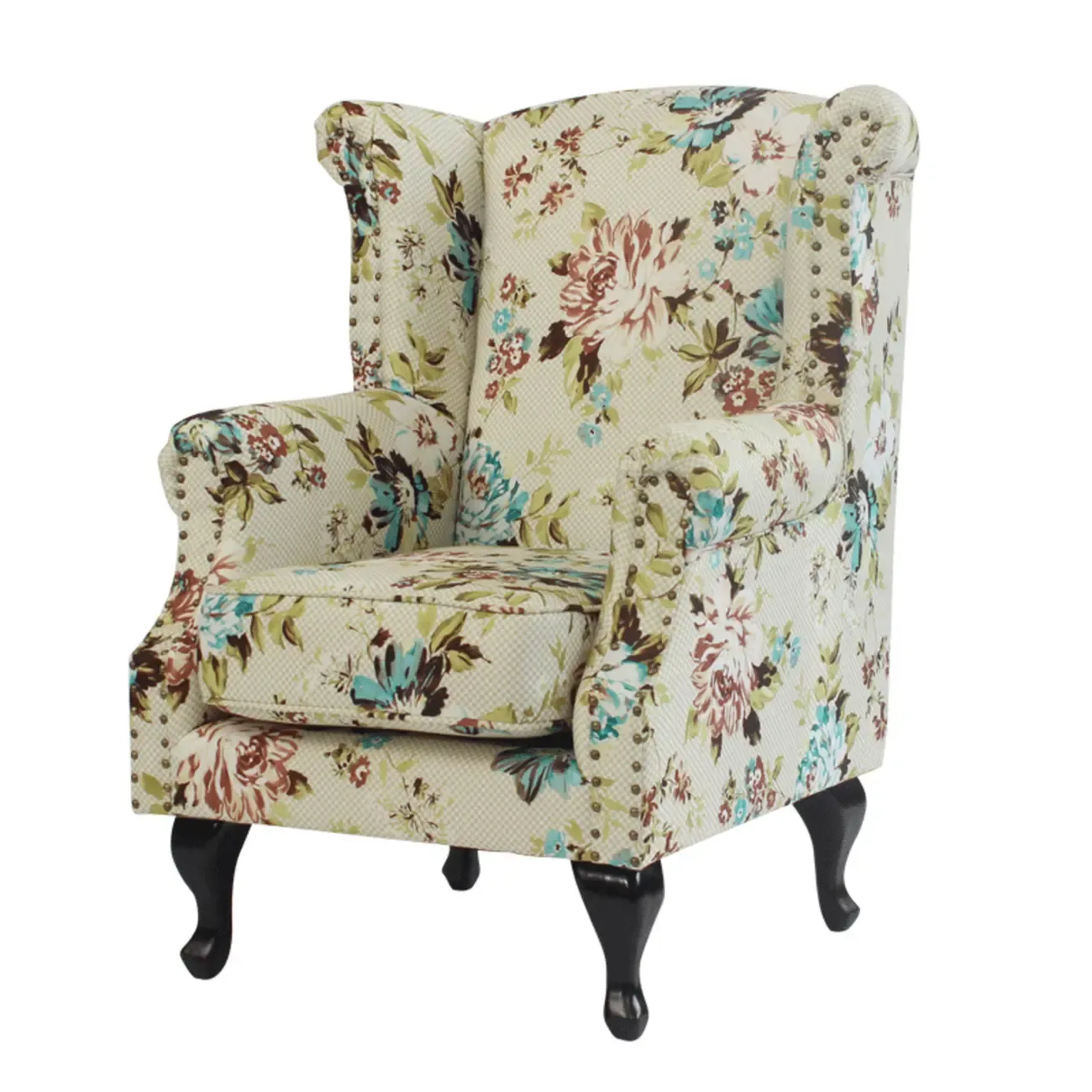 Traditional Leather Wingback Accent Chair with Nailhead Trim Image - 5