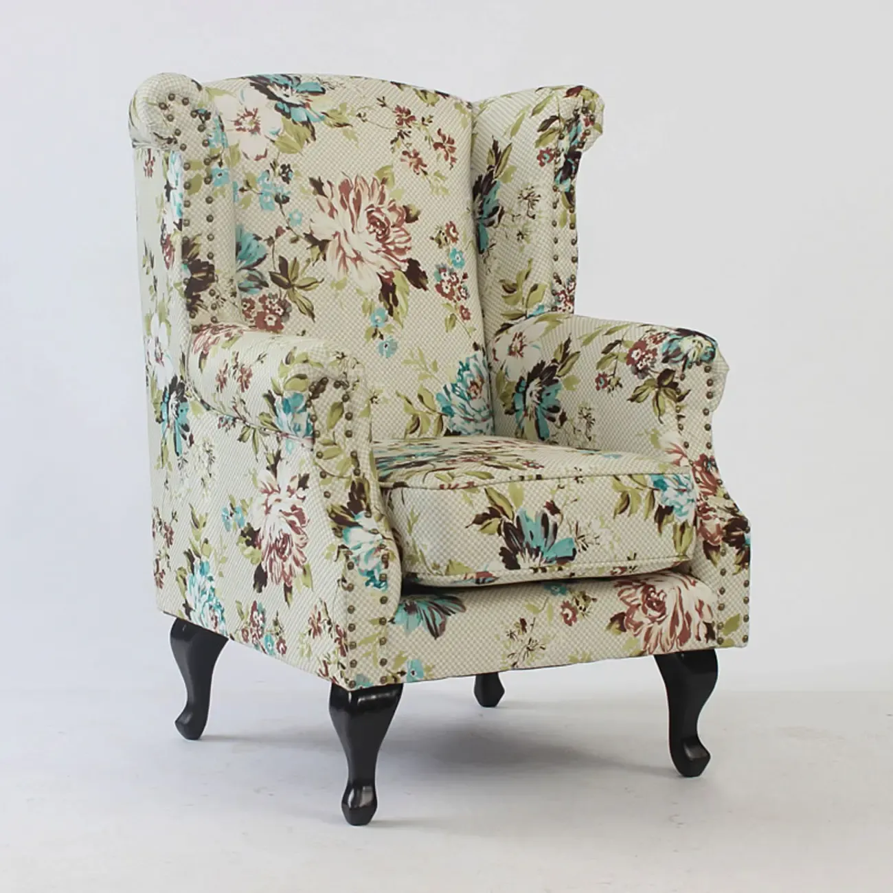 Traditional Leather Wingback Accent Chair with Nailhead Trim Image - 11