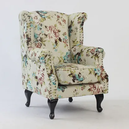 Traditional Leather Wingback Accent Chair with Nailhead Trim Image - 11