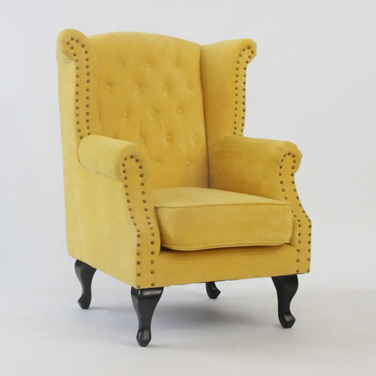 Traditional Leather Wingback Accent Chair with Nailhead Trim Image - 15