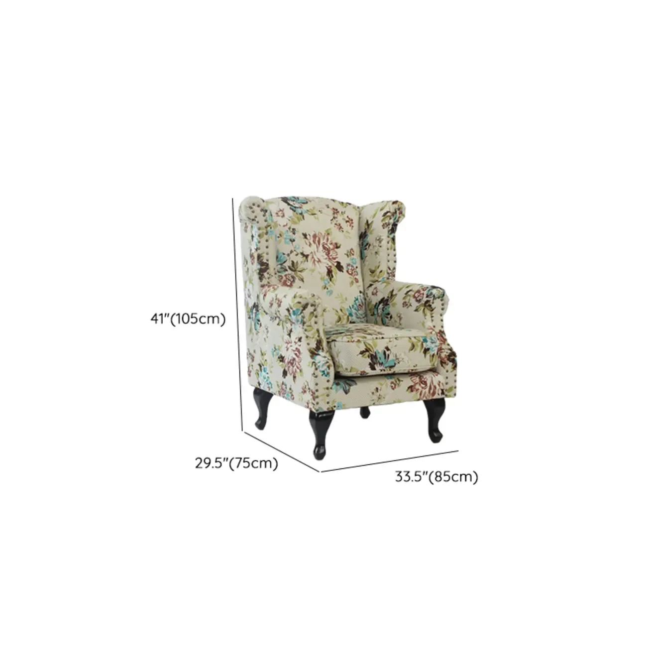 Traditional Leather Wingback Accent Chair with Nailhead Trim Image - 18