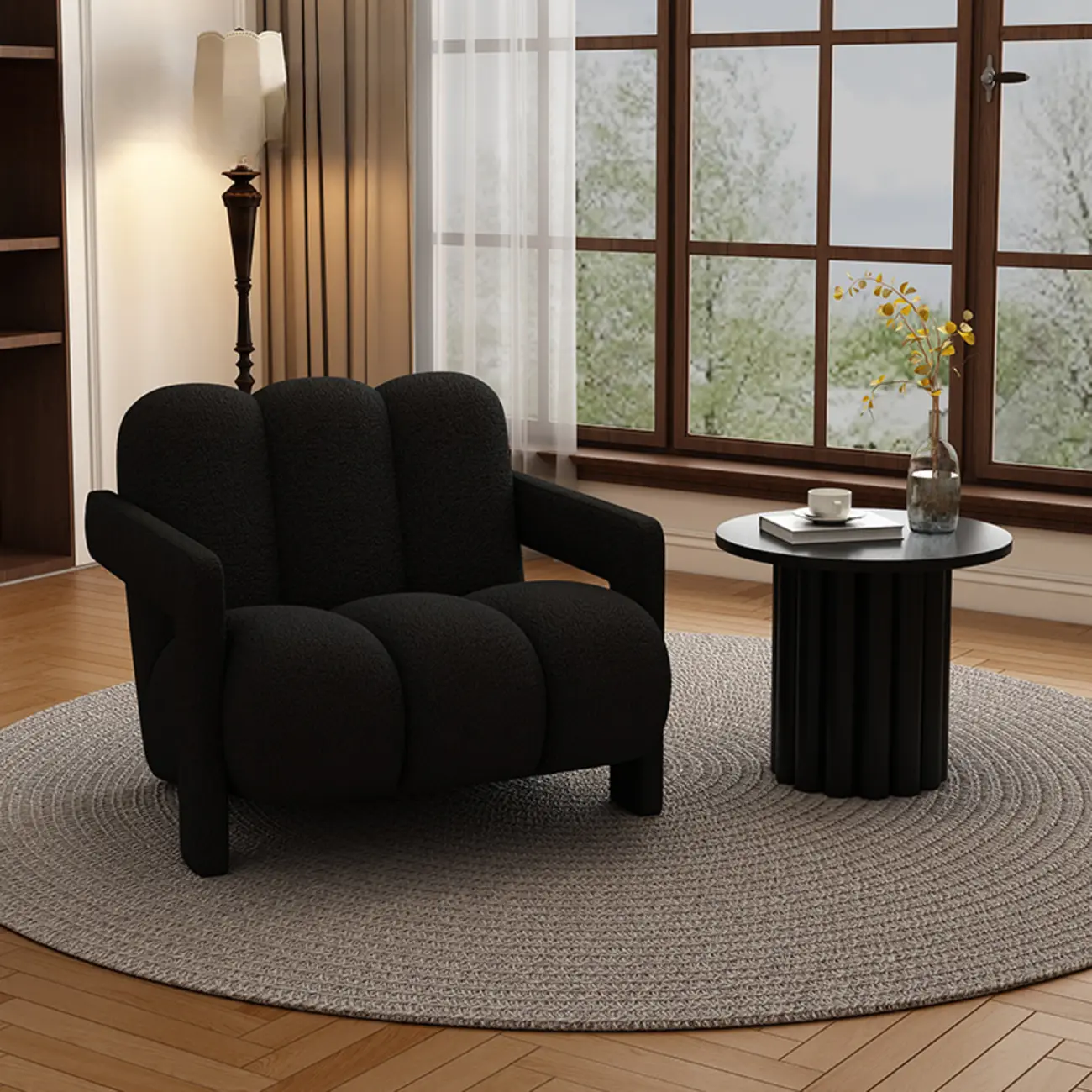 Modern Frosted Velvet Accent Chair with Pillow for Living Room Image - 2 | homeyfad