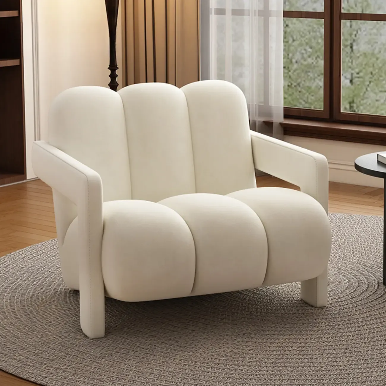 Modern Frosted Velvet Accent Chair with Pillow for Living Room Image - 4