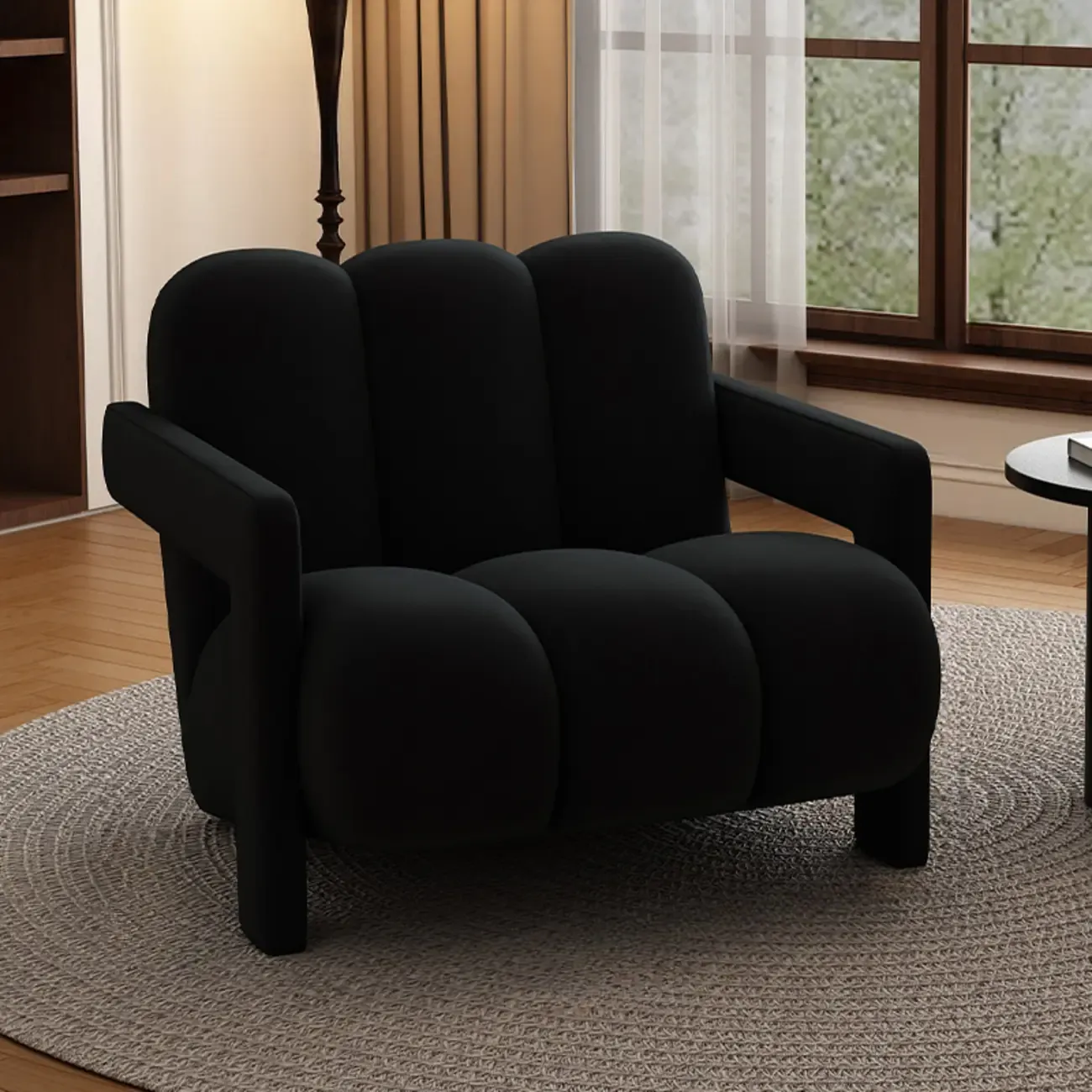 Modern Frosted Velvet Accent Chair with Pillow for Living Room Image - 5