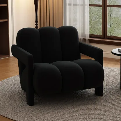 Modern Frosted Velvet Accent Chair with Pillow for Living Room Image - 5