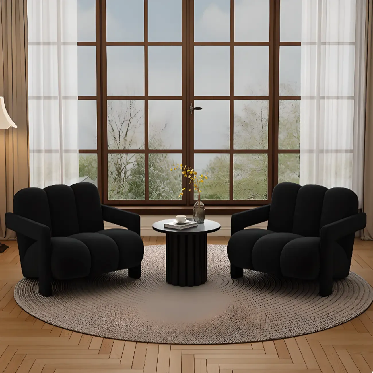 Modern Frosted Velvet Accent Chair with Pillow for Living Room Image - 3