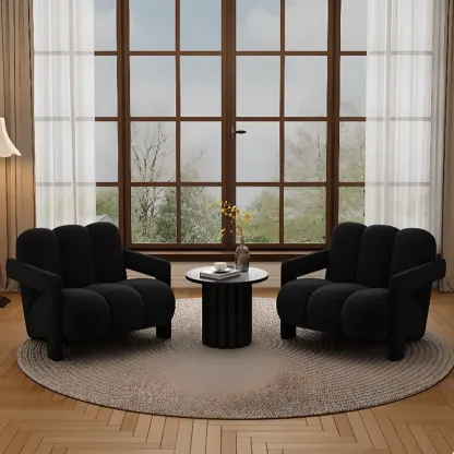 Modern Frosted Velvet Accent Chair with Pillow for Living Room Image - 3