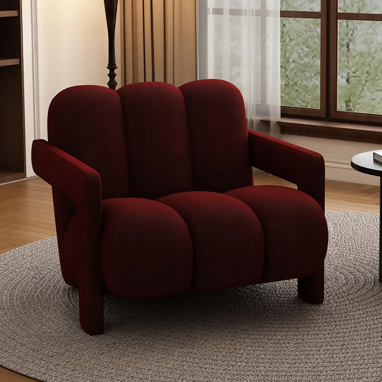 Modern Frosted Velvet Accent Chair with Pillow for Living Room Image - 6