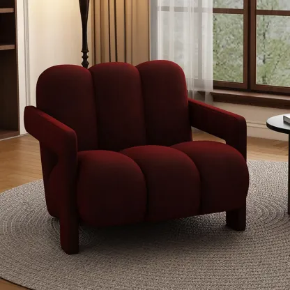 Modern Frosted Velvet Accent Chair with Pillow for Living Room Image - 6