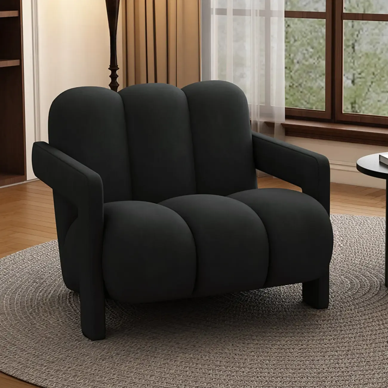 Modern Frosted Velvet Accent Chair with Pillow for Living Room Image - 8