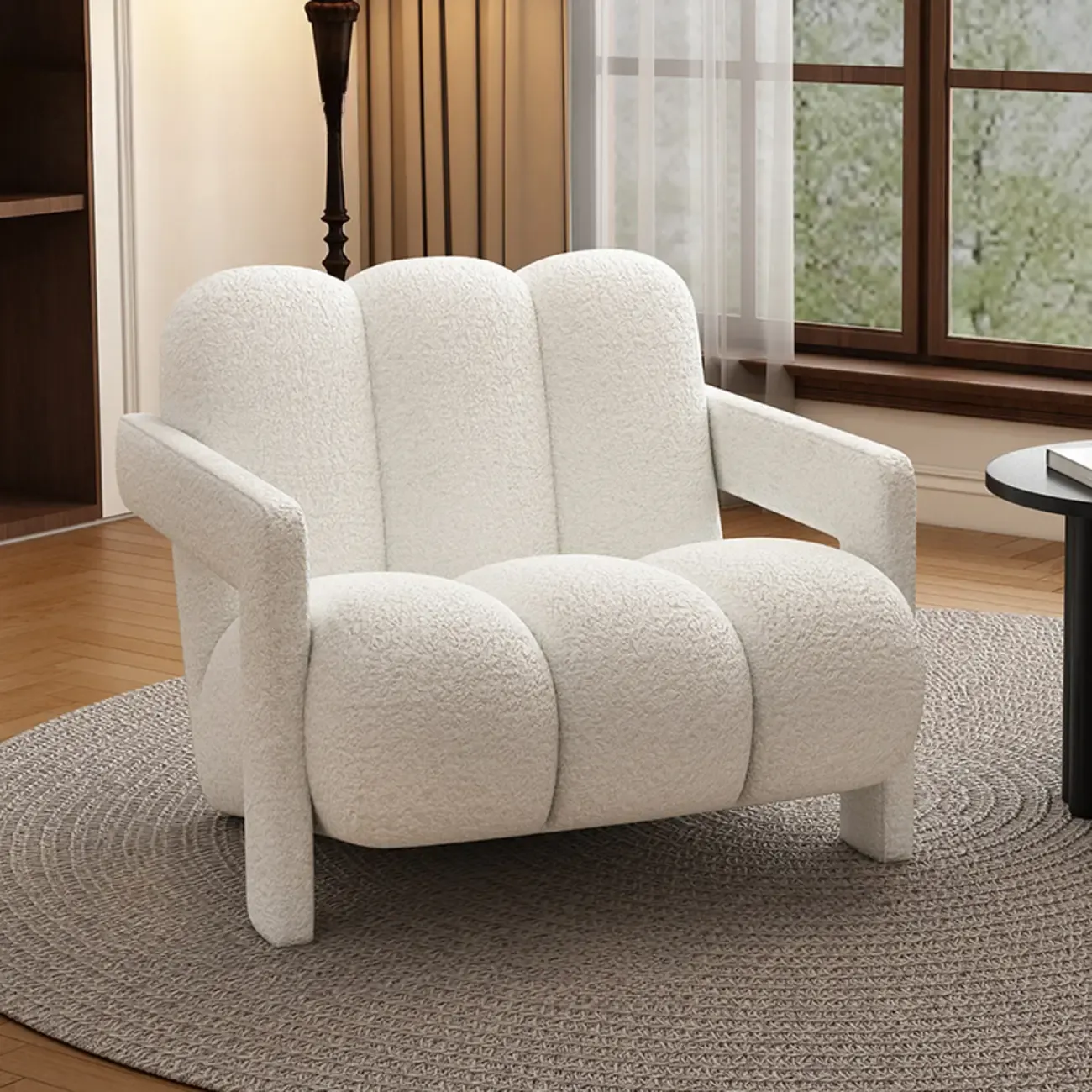 Modern Frosted Velvet Accent Chair with Pillow for Living Room Image - 10