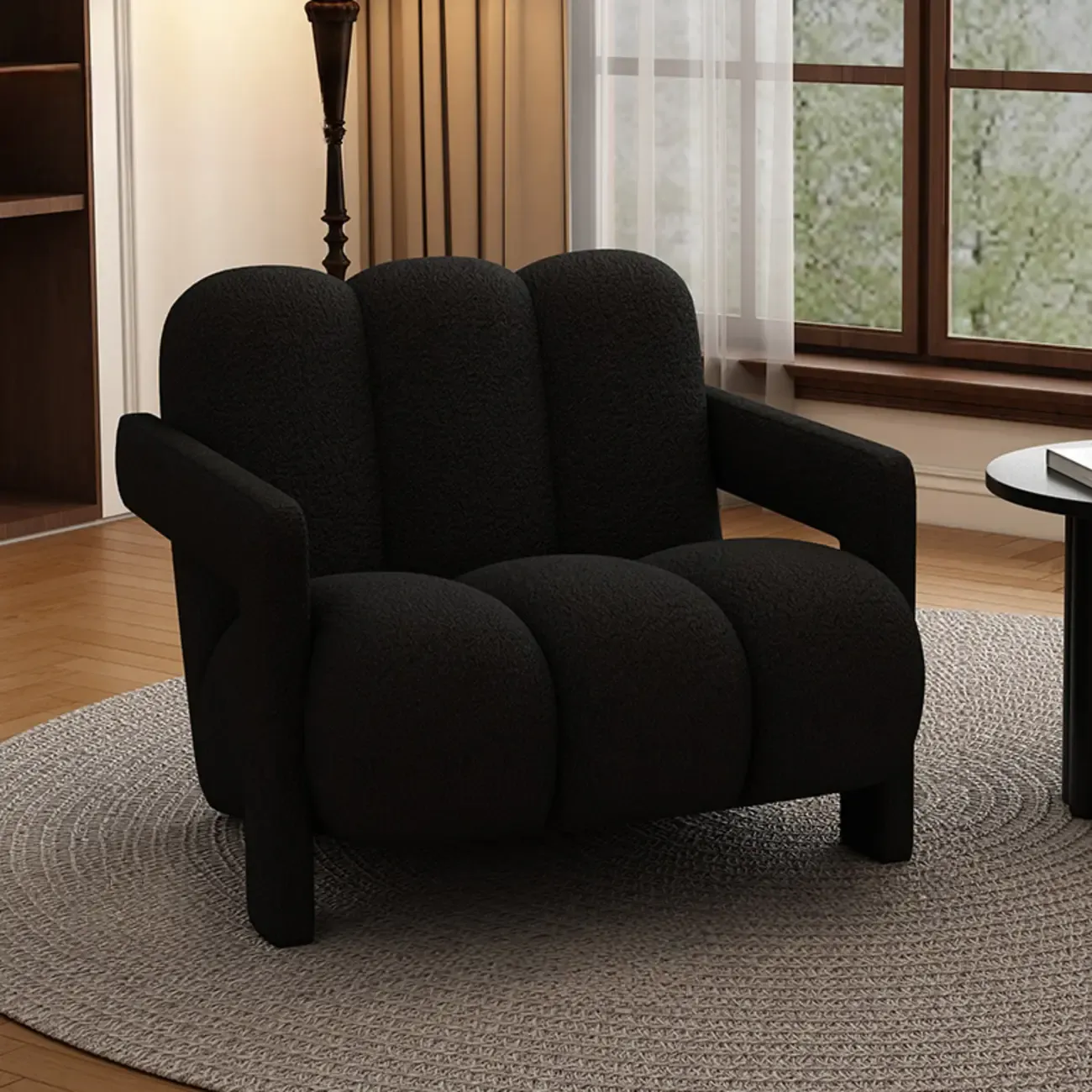 Modern Frosted Velvet Accent Chair with Pillow for Living Room Image - 12