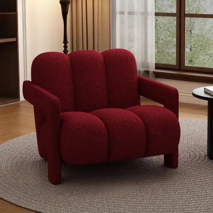 Modern Frosted Velvet Accent Chair with Pillow for Living Room Image - 14