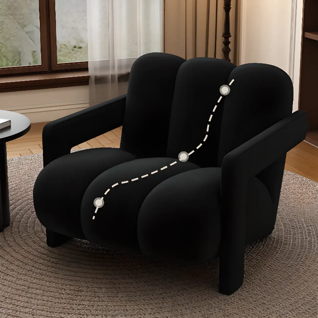 Modern Frosted Velvet Accent Chair with Pillow for Living Room Image - 15