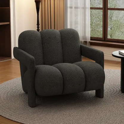 Modern Frosted Velvet Accent Chair with Pillow for Living Room Image - 1