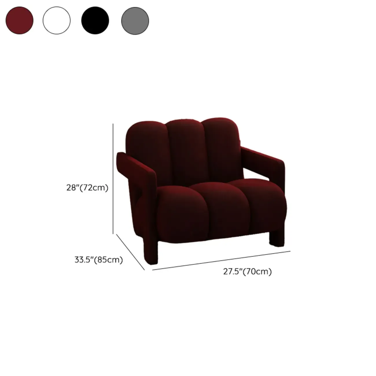 Modern Frosted Velvet Accent Chair with Pillow for Living Room #size