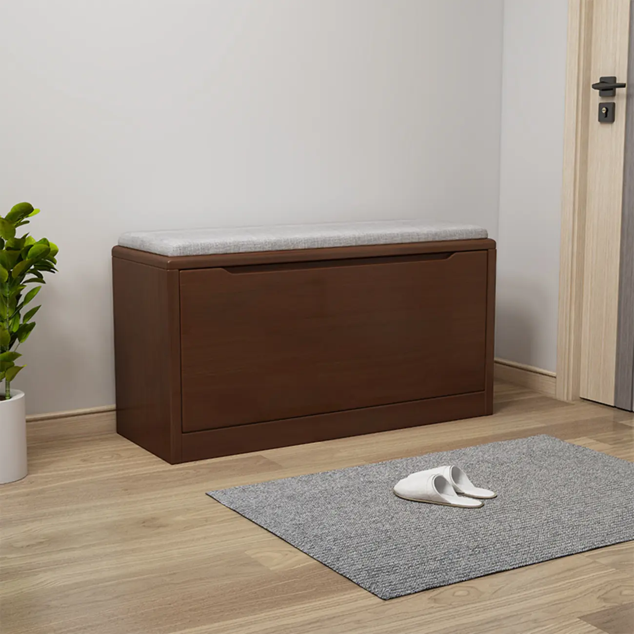 Solid Wood Bench with Shoe Storage for Entryway Image - 6 | homeyfad