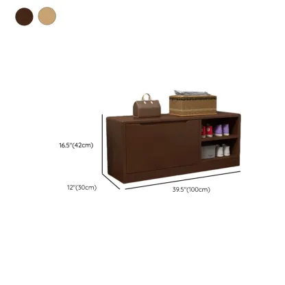 Solid Wood Bench with Shoe Storage for Entryway Image - 17