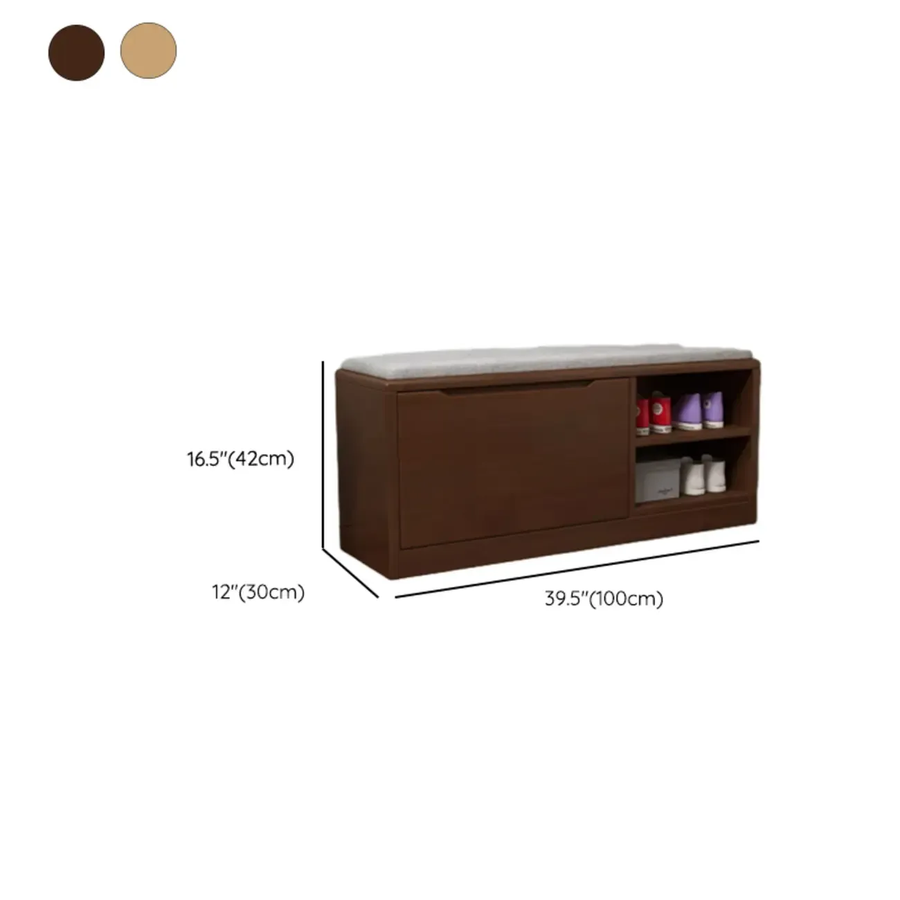 Solid Wood Bench with Shoe Storage for Entryway Image - 18