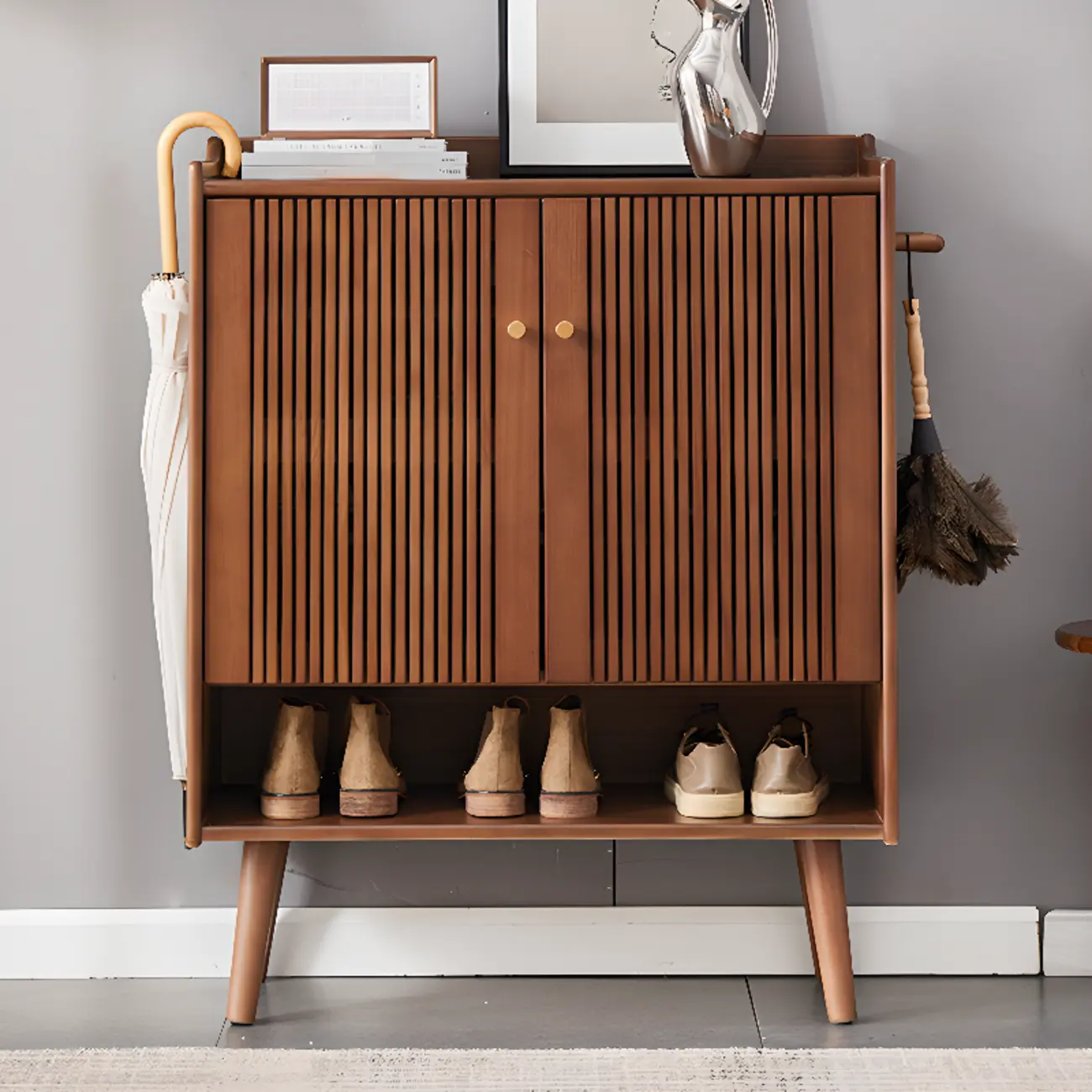 Modern Wood Shoe Cabinet with Doors for Entryway | homeyfad
