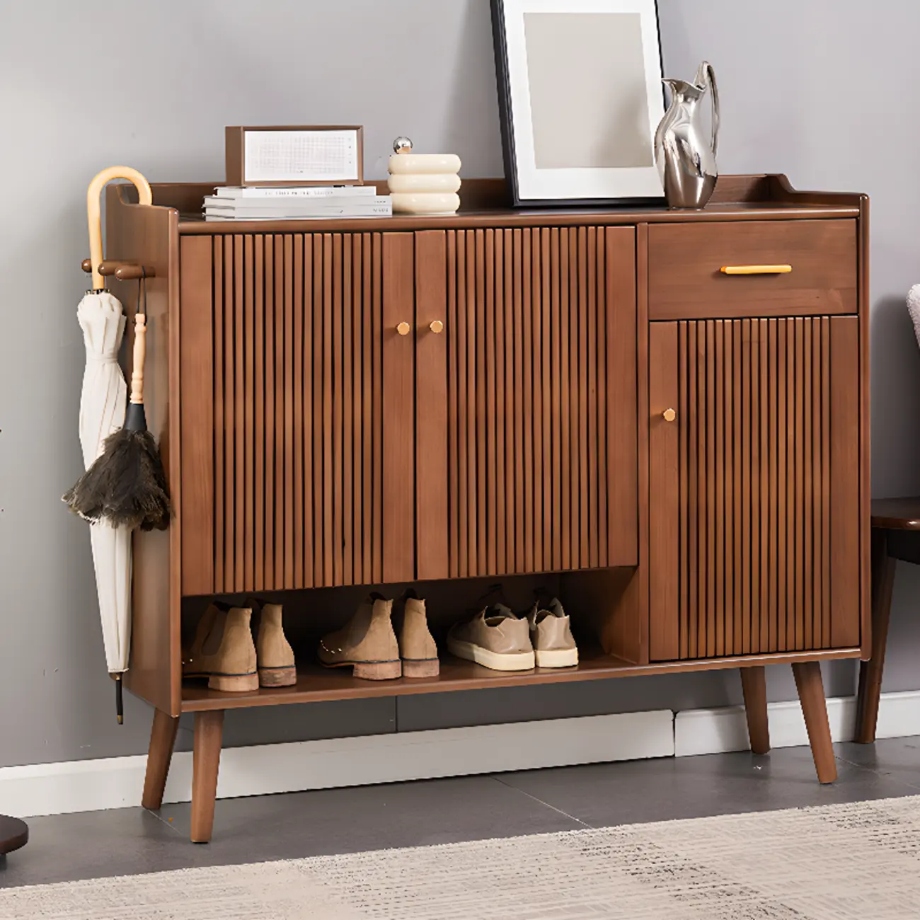Modern Wood Shoe Cabinet with Doors for Entryway | homeyfad