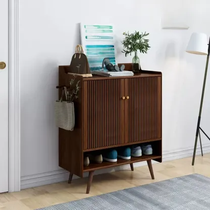 Modern Wood Shoe Cabinet with Doors for Entryway
