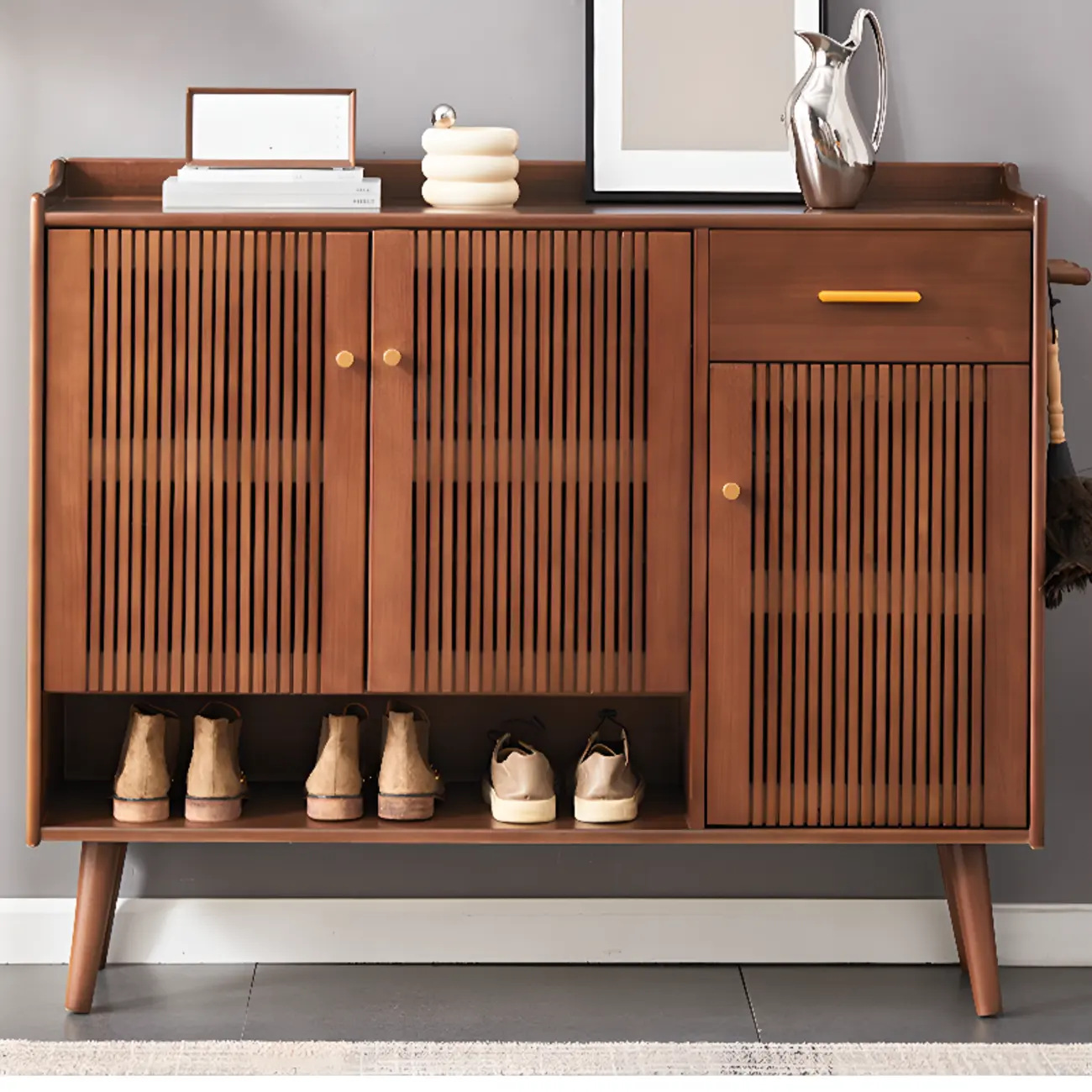 Modern Wood Shoe Cabinet with Doors for Entryway | homeyfad