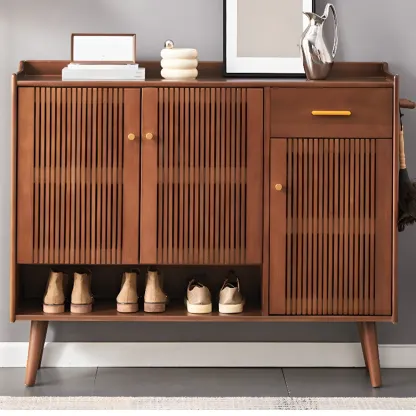 Modern Wood Shoe Cabinet with Doors for Entryway