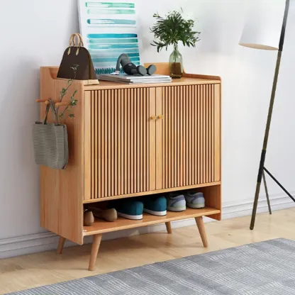 Modern Wood Shoe Cabinet with Doors for Entryway