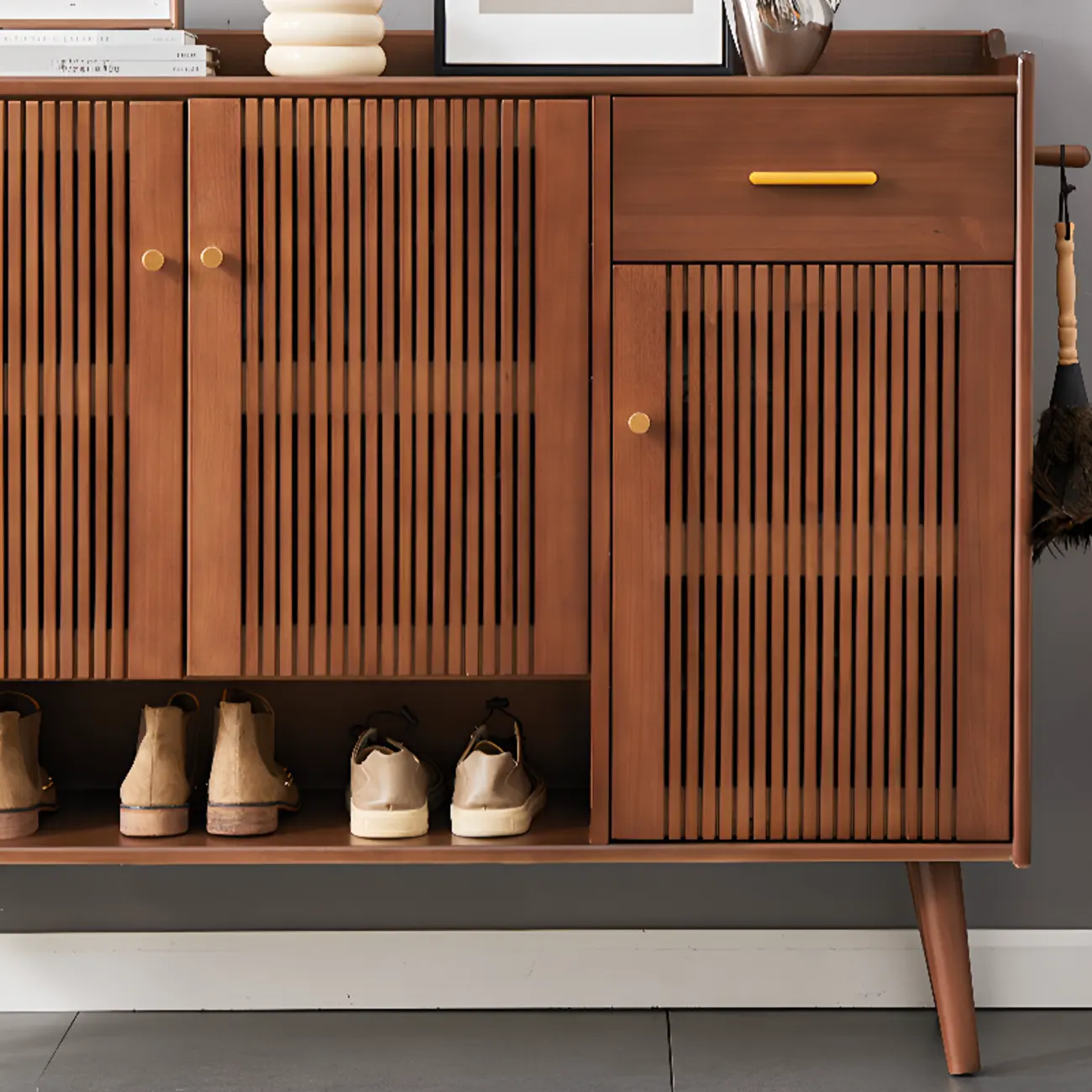 Modern Wood Shoe Cabinet with Doors for Entryway | homeyfad