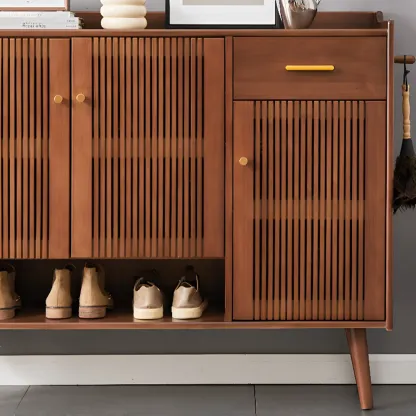 Modern Wood Shoe Cabinet with Doors for Entryway