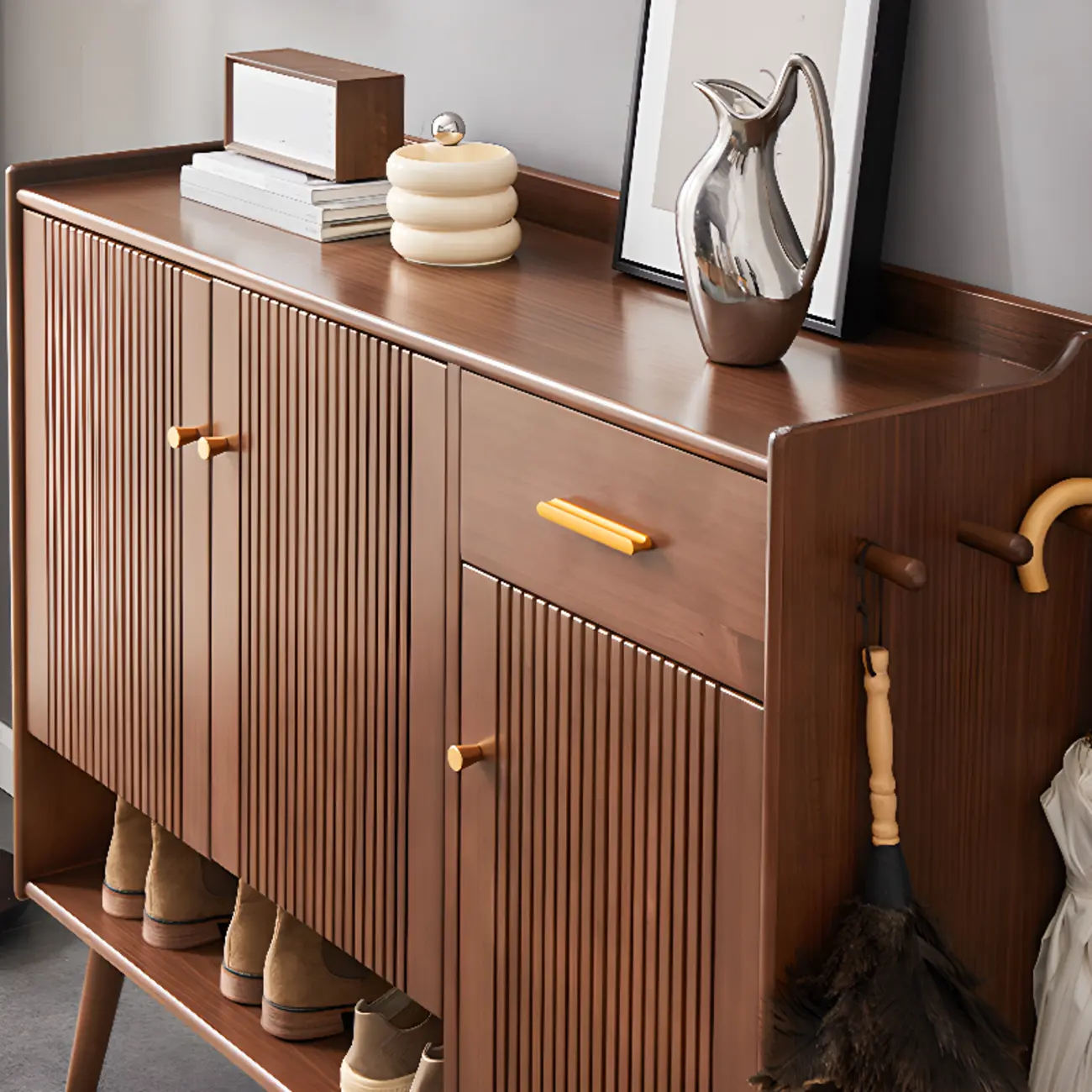 Modern Wood Shoe Cabinet with Doors for Entryway | homeyfad