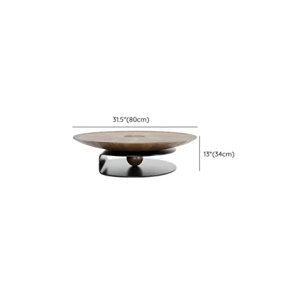 Nesting Brown Wood Round Black Steel Base Coffee Table #size