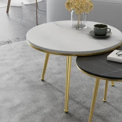Modern Marble-Top 3 Legs Round Nesting Tables Image - 6