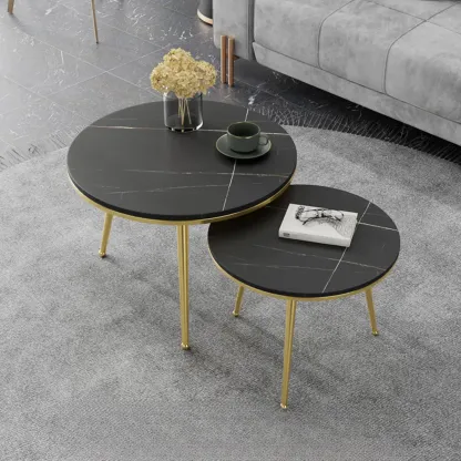 Modern Marble-Top 3 Legs Round Nesting Tables Image - 7