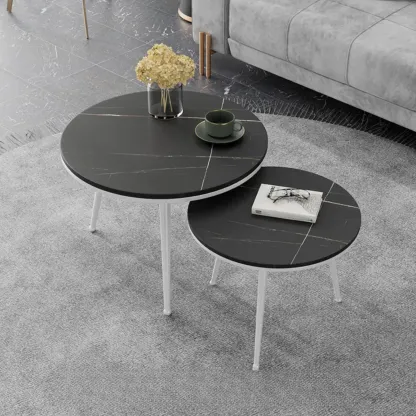 Modern Marble-Top 3 Legs Round Nesting Tables Image - 10