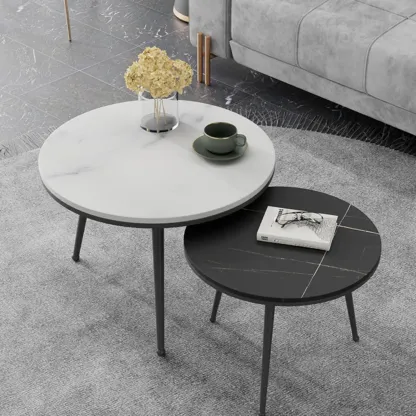 Modern Marble-Top 3 Legs Round Nesting Tables Image - 15