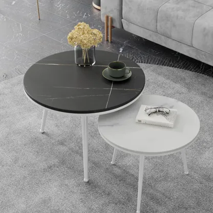 Modern Marble-Top 3 Legs Round Nesting Tables Image - 17