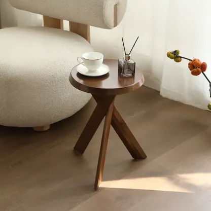 Contemporary Black Wooden Tripod Side Table Image - 3