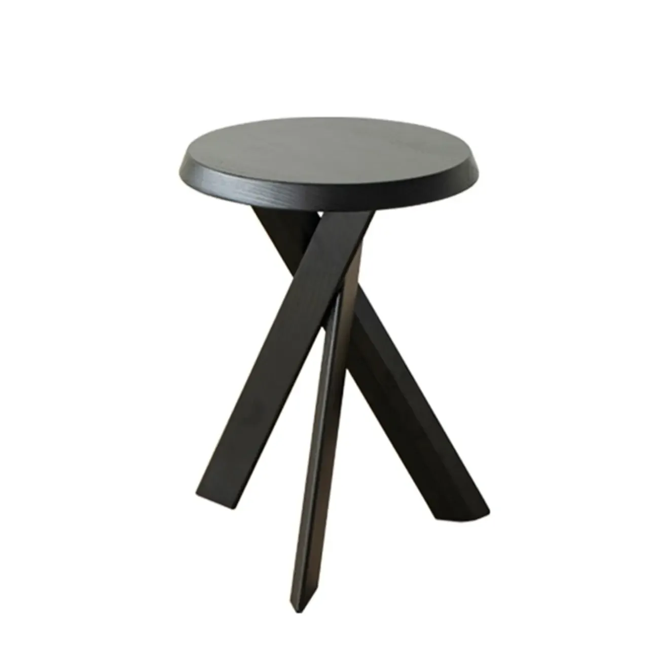 Contemporary Black Wooden Tripod Side Table Image - 9