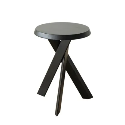 Contemporary Black Wooden Tripod Side Table Image - 9