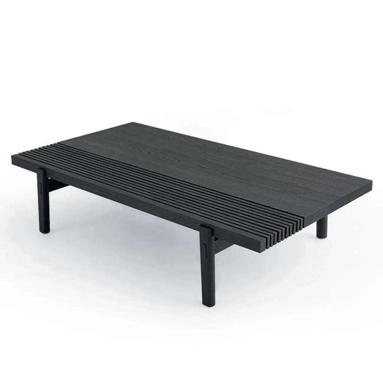 Black Rectangular Chic Rectangle Wood Coffee Table Image - 5