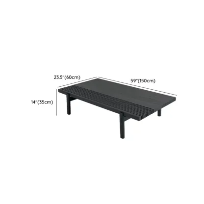 Black Rectangular Chic Rectangle Wood Coffee Table #size