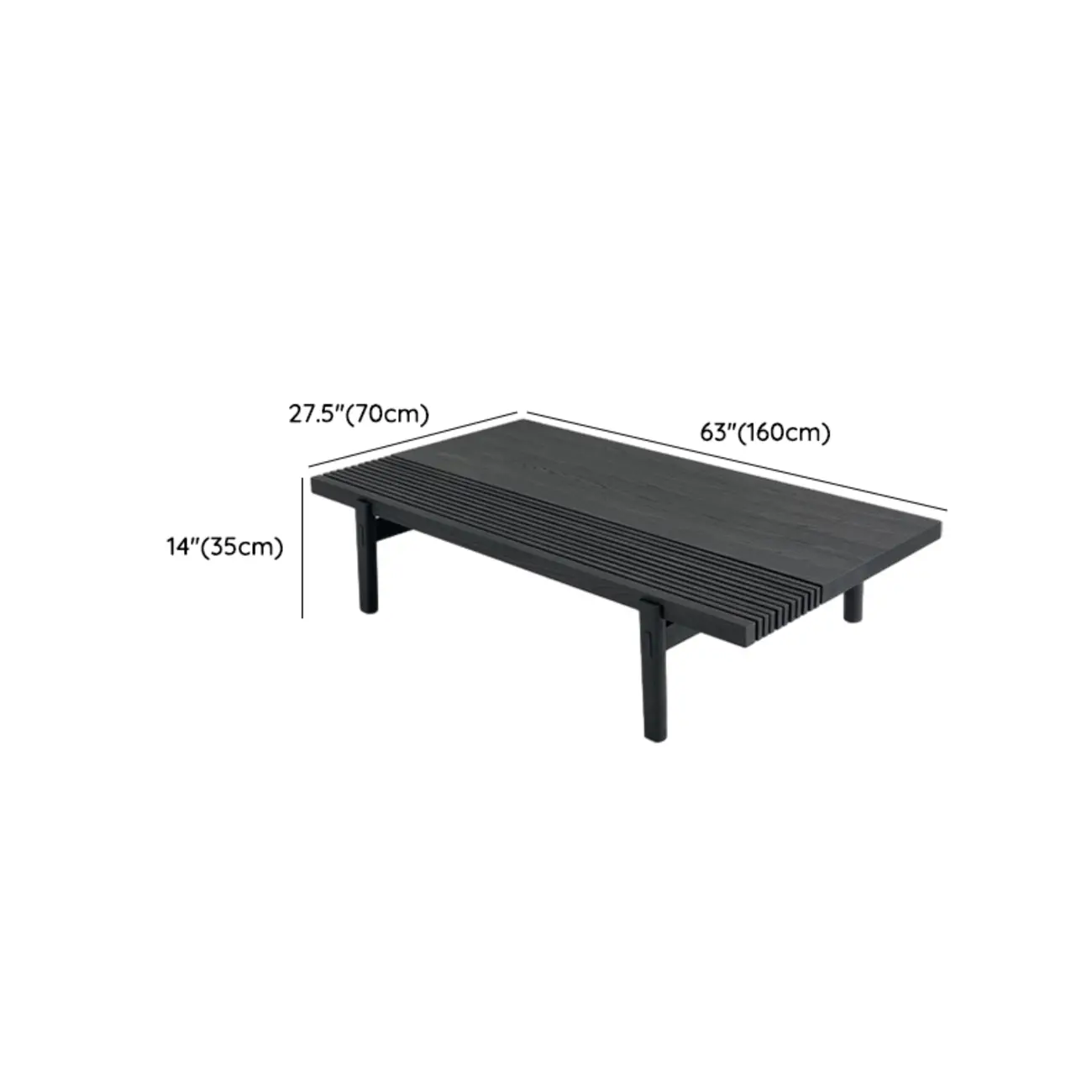 Black Rectangular Chic Rectangle Wood Coffee Table Image - 10 | homeyfad