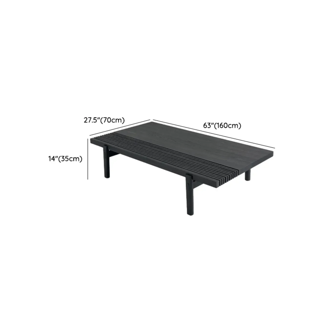 Black Rectangular Chic Rectangle Wood Coffee Table Image - 10
