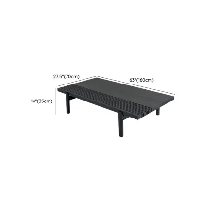 Black Rectangular Chic Rectangle Wood Coffee Table Image - 10