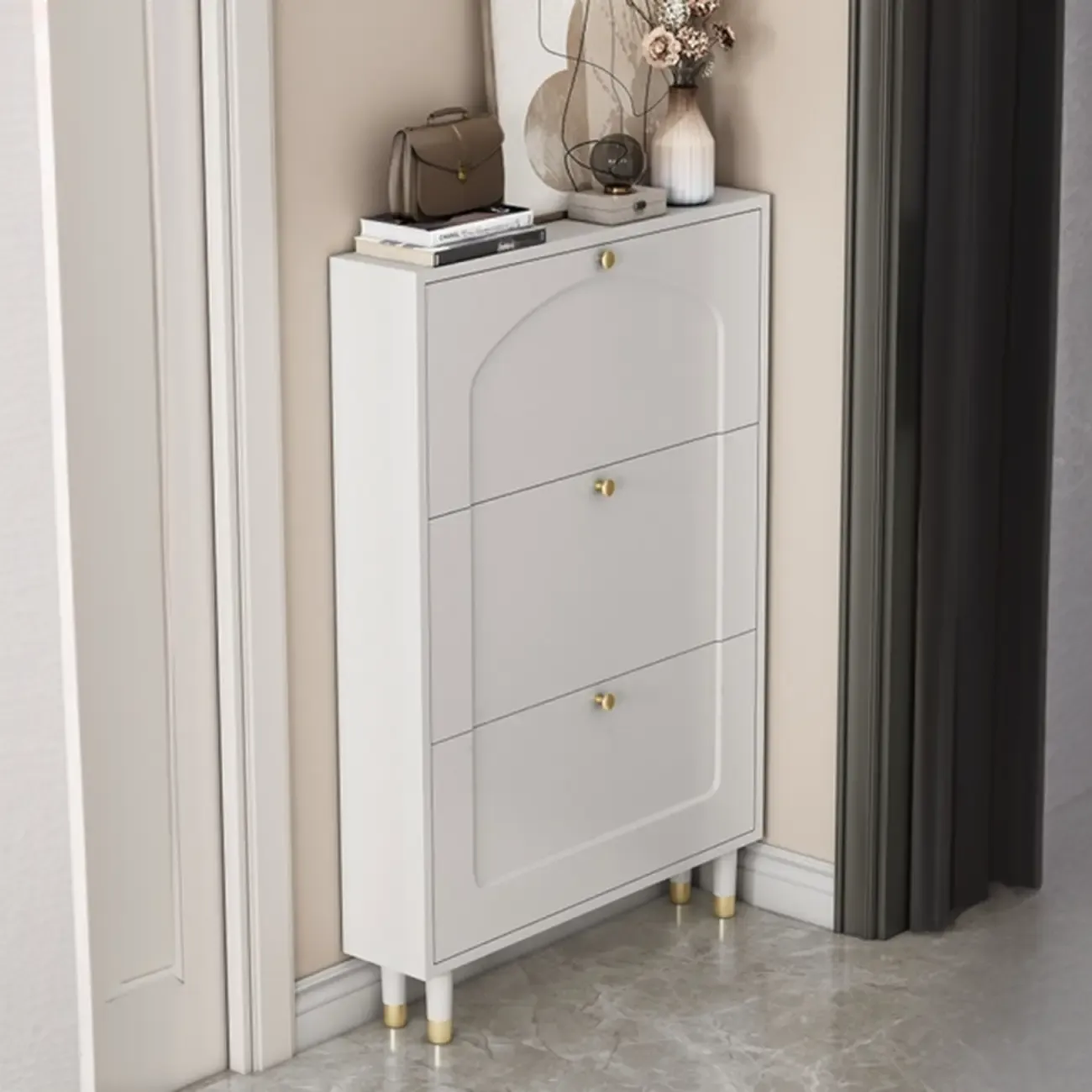 Modern Chalk Wood Shoe Rack for Wall or Cabinet