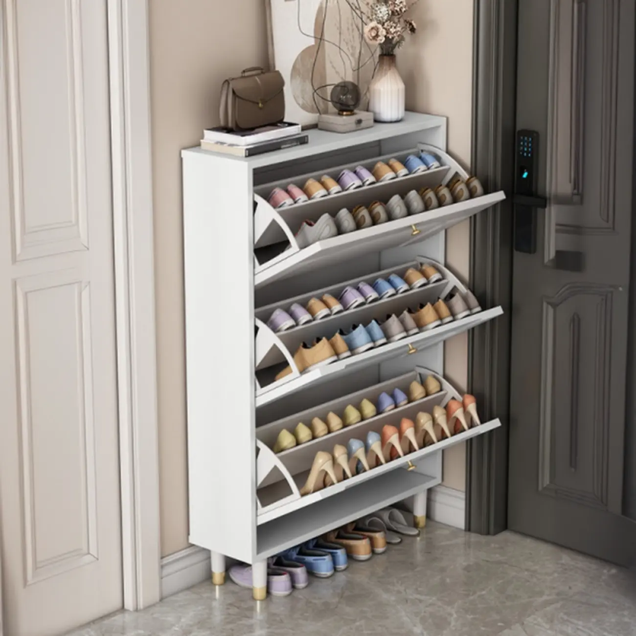 Modern Chalk Wood Shoe Rack for Wall or Cabinet | homeyfad